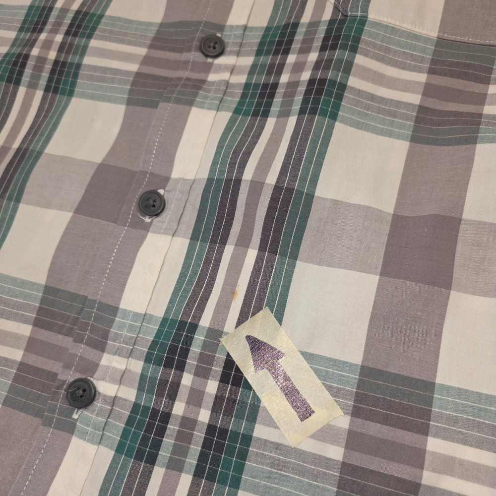 Columbia Mens Plaid Short Sleeve Button Down Shirt Regular Fit Green Gray - Picture 5 of 8